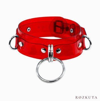 Нашийник для фіксації Feral Feelings - D-Rings Red Trasparent SO9284 фото