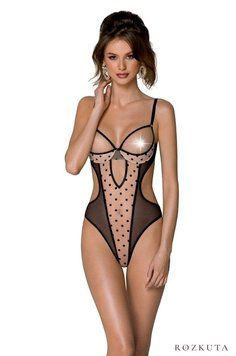 Еротичне боді Passion MARINA BODY, XXL/XXXL, beige, з відкритими чашками SO9716 фото