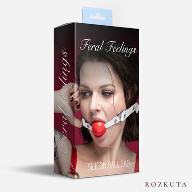 Кляп силіконовий Feral Feelings Silicon Ball Gag White/Red, білий ремінець, червона кулька SX3977 фото