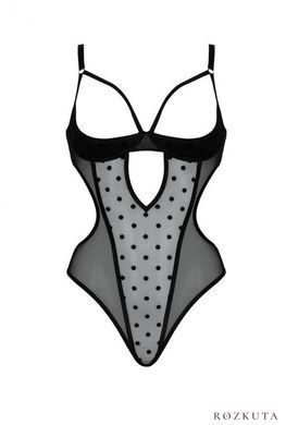 Еротичне боді Passion MARINA BODY, S/M, black, з відкритими чашками SO9718 фото