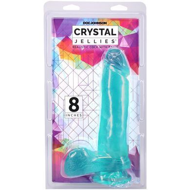 Реалістичний фалоімітатор з мошонкою Doc Johnson Crystal Jellies 8&Prime;, бірюзовий SX4424 фото