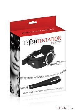 Нашийник великим кільцем та з повідцем Fetish Tentation Ring and Leash SO3731 фото