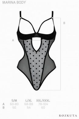 Еротичне боді Passion MARINA BODY, XXL/XXXL, black, з відкритими чашками SO9719 фото