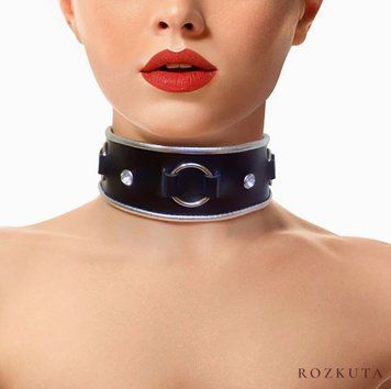 Ошейник из натуральной кожи со стразами и кольцом Art of Sex - Collar Ring SO5179 фото