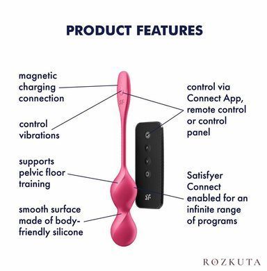 Вагінальні смарт-кульки Satisfyer Love Birds 2 Connect App, червоні, 86 г SX0571 фото