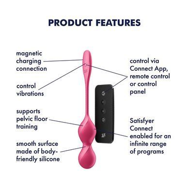 Вагінальні смарт-кульки Satisfyer Love Birds 2 Connect App, червоні, 86 г SX0571 фото
