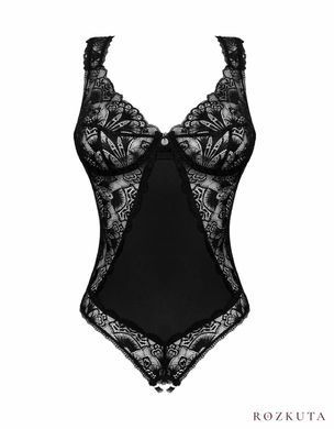 Мереживне боді Obsessive Donna Dream crotchless teddy XL/2XL Black, відкритий доступ SO8635 фото