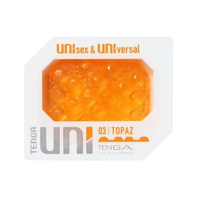 Унісекс-стимулятор Tenga UNI Topaz, помаранчевий, рельєф у вигляді горбків, лубрикант у комплекті SO9807 фото
