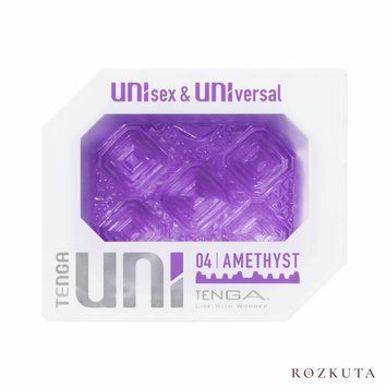 Унісекс-стимулятор Tenga UNI Amethyst, фіолетовий, візерунок у вигляді рельєфних квадратів, лубрикант у комплекті SO9808 фото