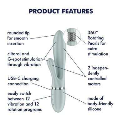 Вібратор-кролик Satisfyer Pearl Bunny 2, сіро-зелений SX3828 фото