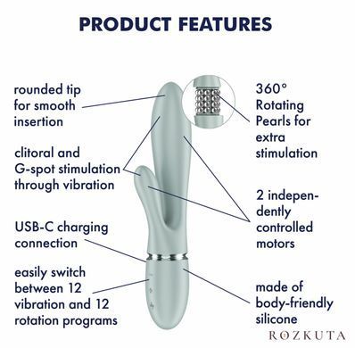Вібратор-кролик Satisfyer Pearl Bunny 2, сіро-зелений SX3828 фото