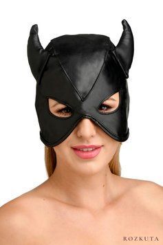 Маска з рогами Master Series: Dungeon Demon Bondage Mask with Horns, чорна SO8800 фото