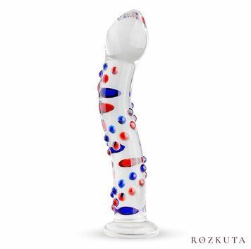 Скляний дилдо з вигинами і малюнком Gildo Glass Dildo No. 3 SO4414 фото