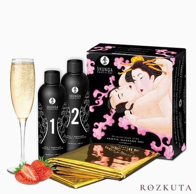 Гель для NURU-масажу Shunga Oriental Body-to-Body &ndash; Sparkling Strawberry Wine плюс простирадло SO2551 фото