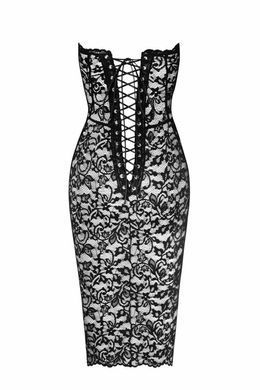 Сукня Noir Handmade F301 Catalyst, XL, black, міді, мереживо, відкриті плечі, шнурівка на спині SX0246 фото