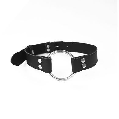 Кляп металеве кільце на ременях Art of Sex &ndash; Gag Ring Metal, чорний, натуральна шкіра SO6790 фото