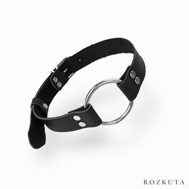 Кляп металеве кільце на ременях Art of Sex &ndash; Gag Ring Metal, чорний, натуральна шкіра SO6790 фото