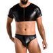 Комплект чоловічої білизни під латекс Passion 057 SET PETER XXL/XXXL Black, кроп-топ, стринги SO7635 фото 2