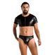 Комплект чоловічої білизни під латекс Passion 057 SET PETER XXL/XXXL Black, кроп-топ, стринги SO7635 фото 5
