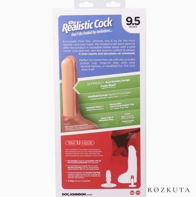 Фалоімітатор з сім'явипорскуванням Doc Johnson The Realistic Cock Squirting 9.5&Prime;, ULTRASKYN, ваніль SX4465 фото
