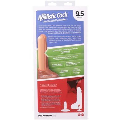 Фалоімітатор з сім'явипорскуванням Doc Johnson The Realistic Cock Squirting 9.5&Prime;, ULTRASKYN, ваніль SX4465 фото