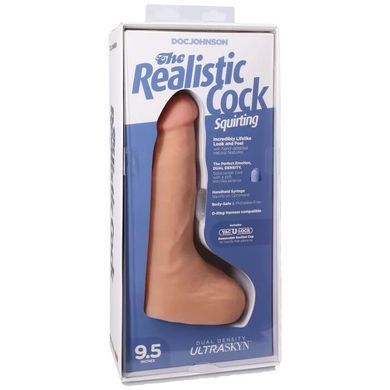 Фалоімітатор з сім'явипорскуванням Doc Johnson The Realistic Cock Squirting 9.5&Prime;, ULTRASKYN, ваніль SX4465 фото