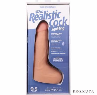 Фалоімітатор з сім'явипорскуванням Doc Johnson The Realistic Cock Squirting 9.5&Prime;, ULTRASKYN, ваніль SX4465 фото
