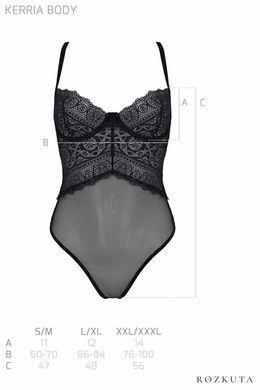 Боді Passion KERRIA BODY black, S/M, з високими вирізами та верхом балконет SX0486 фото