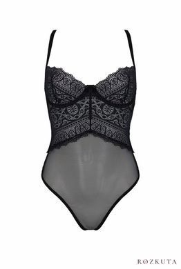 Боді Passion KERRIA BODY black, S/M, з високими вирізами та верхом балконет SX0486 фото