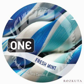 Ароматизований презерватив ONE FlavorWaves Fresh Mint, 1 шт, яскраво-синій, запах м&rsquo;яти SX0752 фото