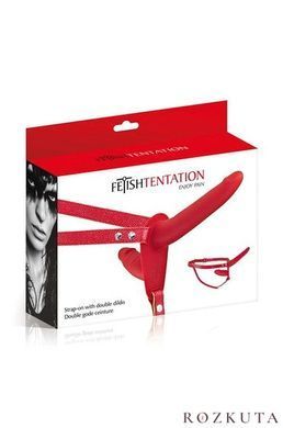 Подвійний страпон Fetish Tentation Strap-On with Double Dildo Red SO3750 фото