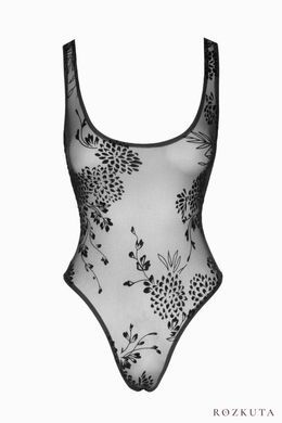 Боді Noir Handmade F242 Tulle body with patterned flock embroidery, S SX0151 фото