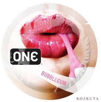 Ароматизований презерватив ONE FlavorWaves Bubblegum, 1 шт, фіолетовий, запах жувальної гумки SX0751 фото