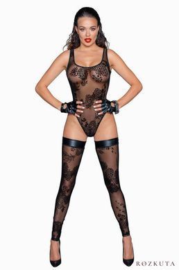 Боді Noir Handmade F242 Tulle body with patterned flock embroidery, M SX0152 фото