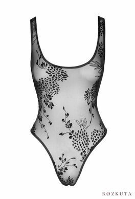 Боді Noir Handmade F242 Tulle body with patterned flock embroidery, M SX0152 фото