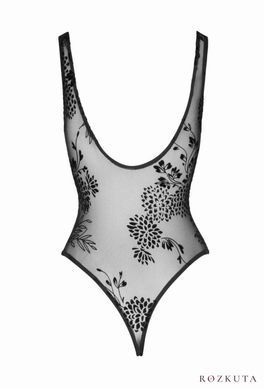 Боді Noir Handmade F242 Tulle body with patterned flock embroidery, M SX0152 фото
