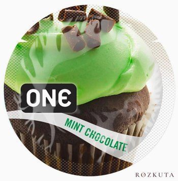 Ароматизований презерватив ONE FlavorWaves Mint Chocolate, 1 шт, зелений, запах м&rsquo;ятного шоколаду SX0749 фото