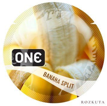 Ароматизований презерватив ONE FlavorWaves Banana Split, 1 шт, жовтий, запах бананового десерту SX0753 фото