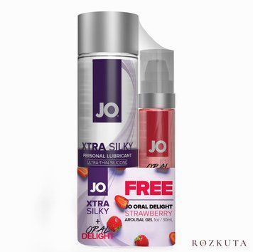 Комплект JO GWP - Xtra Silky Silicone (120 мл) & Oral Delight - Strawberry (30 мл) SO8223 фото