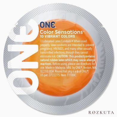 Набір презервативів ONE Color Sensations, 100 шт, кольорові, 10 кольорів, зі змазкою, паковання-тубус SX0740 фото