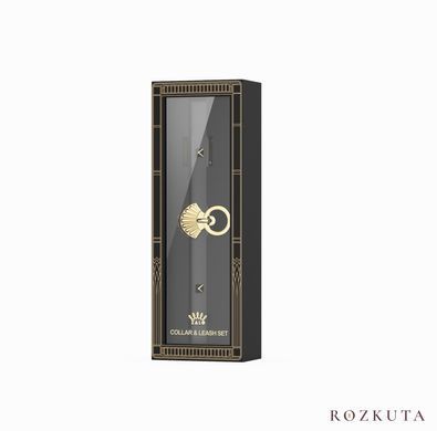 Розкішний нашийник з повідцем Zalo Collar & Leash Set Black, натуральна шкіра SO8228 фото