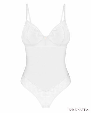 Боді Obsessive Alissium Teddy White, XL/2XL, ліф з м&rsquo;якою чашкою, високі вирізи для ніг SX0596 фото