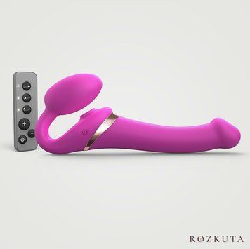 Безремінний вібрострапон з вакуумною стимуляцією Strap-On-Me MULTI ORGASM Fuchsia M, регульований SO6822 фото