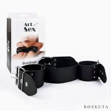 Нашийник з наручниками із натуральної шкіри Art of Sex - Bondage Collar with Handcuffs SO6618 фото