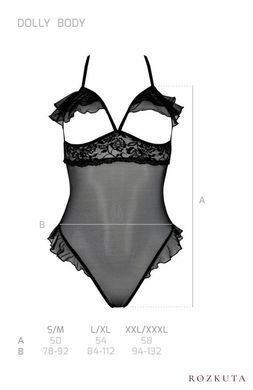 Еротичне боді Passion DOLLY BODY, XXL/XXXL, black, з відкритими чашками SO9703 фото