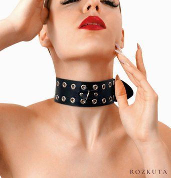 Нашийник Art of Sex - Tessa, натуральна шкіра, колір чорний SO7656 фото