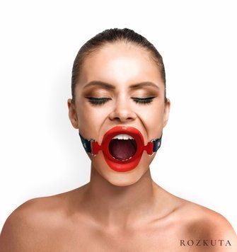 Кляп-розширювач силіконове кільце Art of Sex &ndash; Gag ring, червоний, натуральна шкіра SO6706 фото