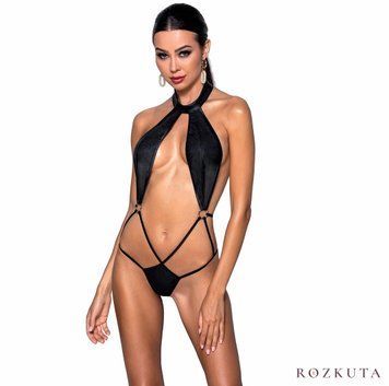 Боді-халтер з екошкіри Passion JANNIES BODY XXL/XXXL black SO8444 фото