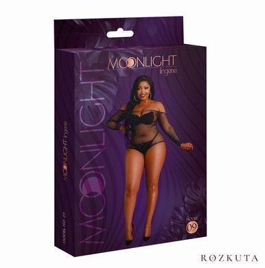 Сітчасте боді зі стразами Moonlight Plus Model 09 XL-XXXL Black, відкриті плечі SO8200 фото