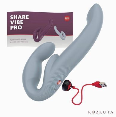 Безремінний страпон з вібрацією Fun Factory SHARE VIBE PRO cool grey, регульований SX0977 фото